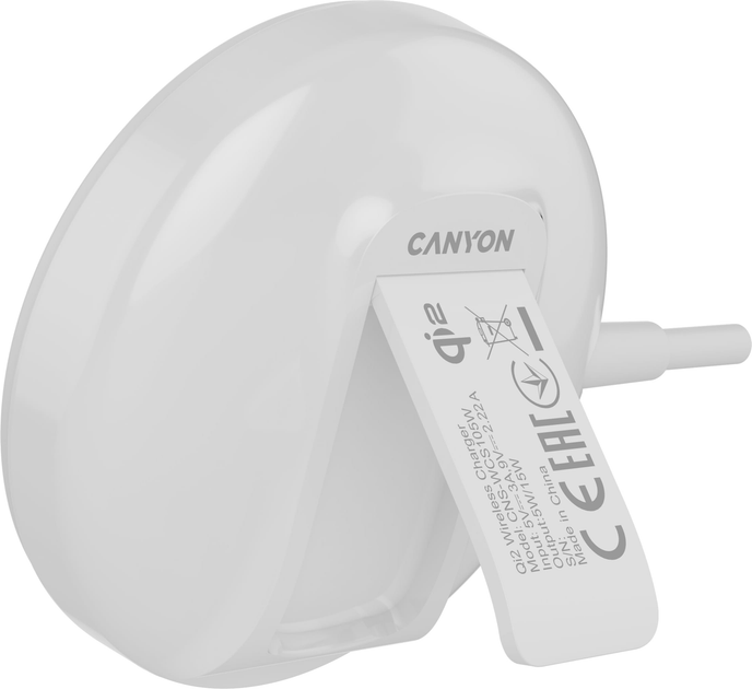 Бездротовий зарядний пристрій Canyon WS-105 15 Вт Qi2 White (CNS-WCS105W) - зображення 4