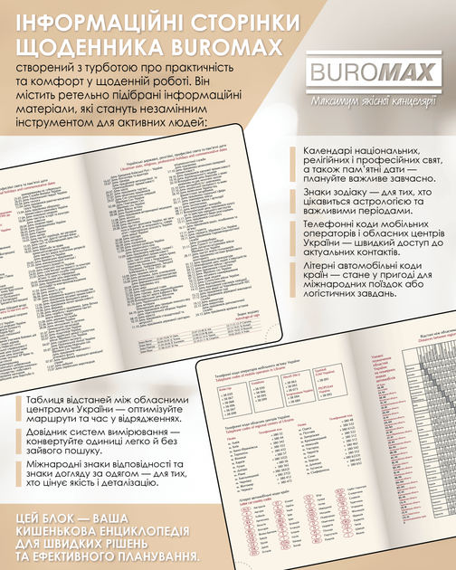 Ежедневник датированный Buromax Salerno из искусственной кожи А5 336 страниц Коричневый (BM.2133-25) - изображение 7