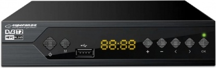 Tuner cyfrowy Esperanza EV107P DVB-T2 H.265/HEVC (5901299958094) - obraz 1