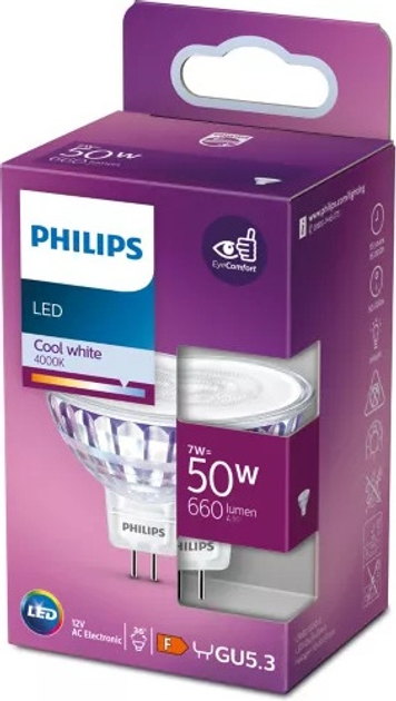 Світлодіодна лампа Philips MR16 7W 4000K 660LM PL (929001905055) - зображення 2