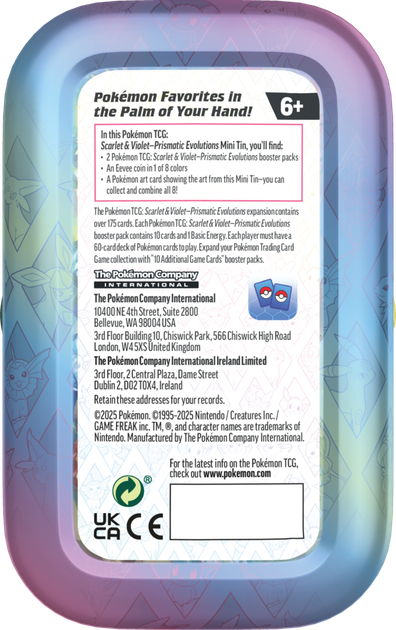 Набір Pokémon TCG: Scarlet & Violet - Prismatic Evolutions - Mini Tin Bundle 8 шт (10196214105468) - зображення 11