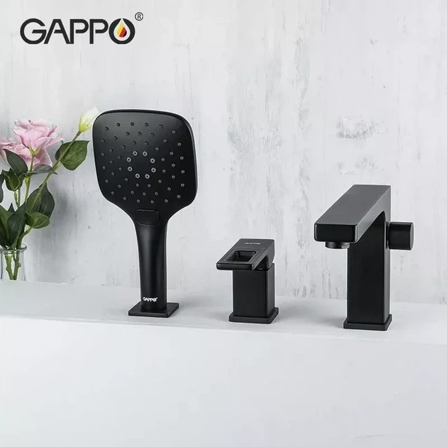 Змішувач для ванни на борт GAPPO G1117-6, чорний - Фото 2 Змішувач для ванни на борт GAPPO G1117-6, чорний - изображение 2