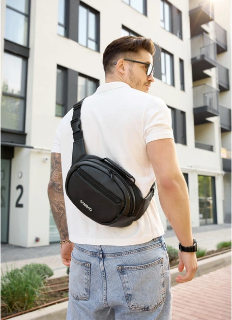 Сумка через плечо бананка Sambag Flex черная - изображение 3