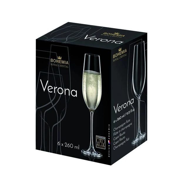 Набір келихів Bohemia Crystal Verona для шампанського 260 мл 6 шт (8595135530963) - зображення 2
