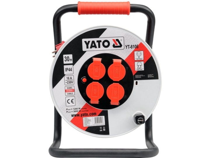 Przedłużacz sieciowy YATO na bębnie L=30 m 3-żyłowy S=2.5 mm² (YT-8106) - obraz 2