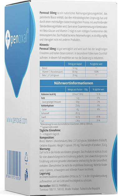 Suplement diety Penoxal Biocol Pharma 50 mg 120 kapsułek (8594178210016) - obraz 2