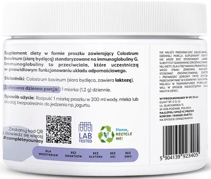 Suplement diety Osavi Colostrum 1200 mg w proszku 100 g (5904139923405) - obraz 2