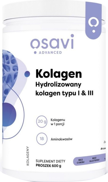 Дієтична добавка Osavi Kolagen Hydrolizowany typu I i III у порошку 600 г (5904139923146) - зображення 1