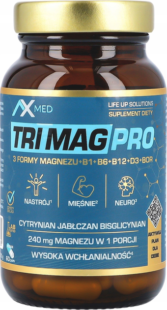 Suplement diety AX Med Tri Mag Pro 3 Formy Magnezu 60 kapsułek (5908266365176) - obraz 1