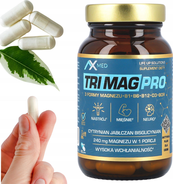 Suplement diety AX Med Tri Mag Pro 3 Formy Magnezu 60 kapsułek (5908266365176) - obraz 2