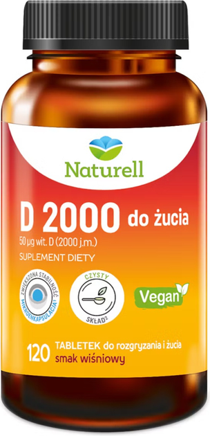 Suplement diety Naturell D 2000 120 tabletek (5904569253264) - obraz 1