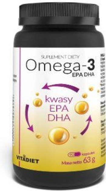 Дієтична добавка Vitadiet Омега-. 3 EPA DHA кислоти 90 капсул (5900425007019) - зображення 1