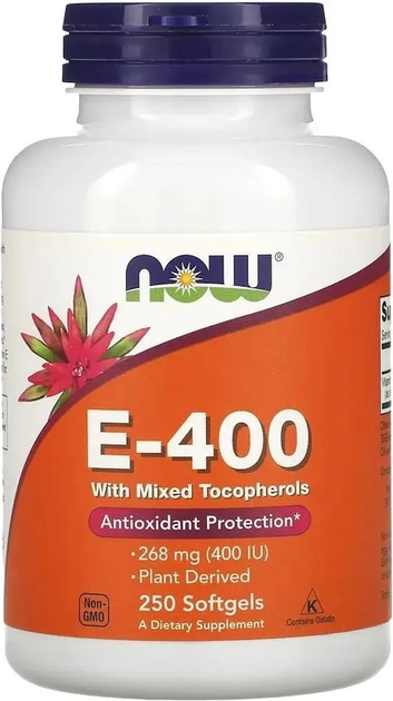 Suplement diety Now Foods E-400 with Mixed Tocopherols 100 kapsułek (733739008923) - obraz 1