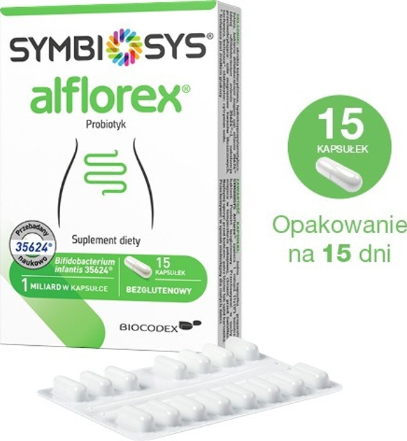 Дієтична добавка Biocodex Symbiosis Алфлорекс Пробіотик 15 капсул (3583316027512) - зображення 2