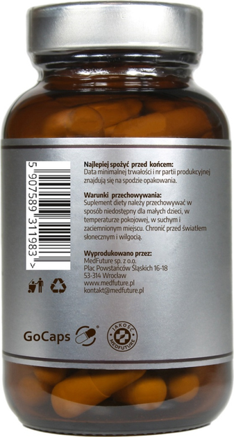Дієтична добавка MedFuture Pure Nutrition NAC N-ацетил-L-цистеїн 500 мг 60 капсул (5907589311983) - зображення 3