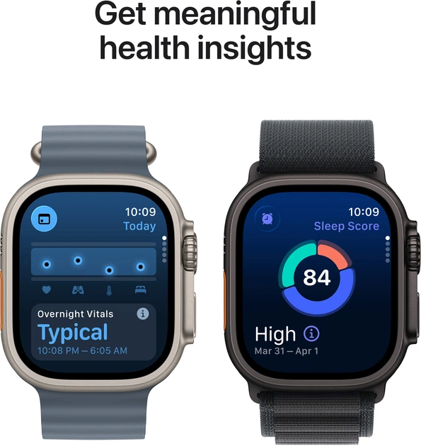 Smartwatch Apple Watch Ultra 3 GPS + Cellular 49mm Natural Titanium Case with Blue/Bright Blue Trail Loop - M/L (MEWU4) - obraz 6