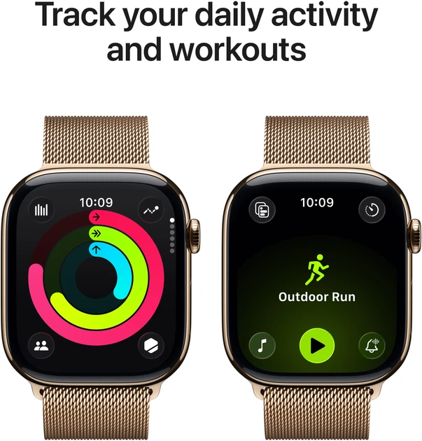 Smartwatch Apple Watch Series 11&nbsp;GPS + Cellular 46mm&nbsp;Gold Titanium Case with Gold Milanese Loop M/L (MFD84) - obraz 4