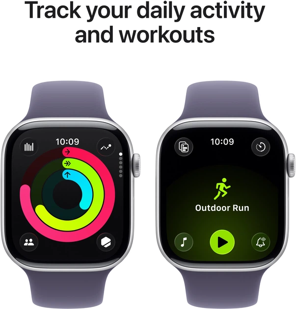 Smartwatch Apple Watch Series 11 GPS + Cellular 42mm Silver Aluminium Case with Purple Fog Sport Band - M/L (MF8J4) - obraz 4