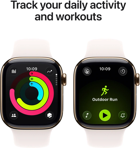 Smartwatch Apple Watch Series 11&nbsp;GPS + Cellular 42mm Gold Titanium Case with Light Blush Sport Band M/L (MF8X4) - obraz 4