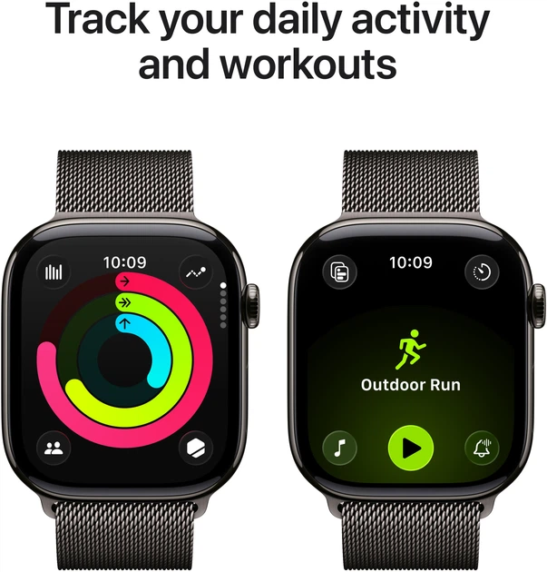Smartwatch Apple Watch Series 11 GPS + Cellular 46mm Slate Titanium Case with Slate Milanese Loop - M/L (MFD44) - obraz 4