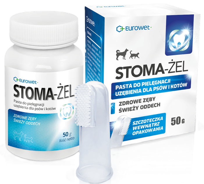 Паста для догляду за зубами Eurowet Stoma-гель + щітка для собак і котів 50 мл (5907785443099) - зображення 1