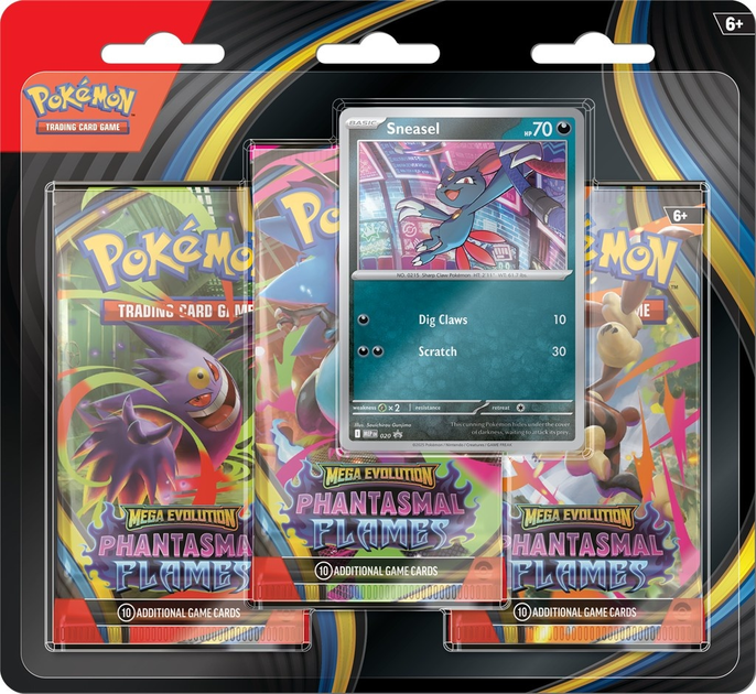 Набір Pokémon TCG: Mega Evolution - Phantasmal Flames - 3-Pack Blister - Weavile/Sneasel 12 шт (196214125452) - зображення 2