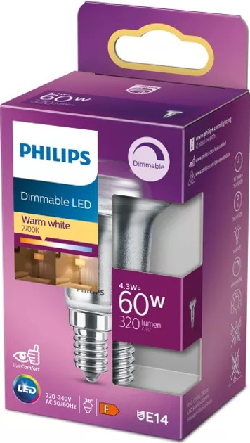 Żarówka LED Philips 60W R50 E14 WW 36D D RF 1PF/10 (929001891250) - obraz 2