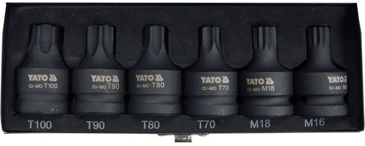 Zestaw bitów udarowych Yato TORX/SPLINE T70-100 M16-M18 kwadrat 3/4" Cr-Mo YT-10653 6 szt (5906083055546) - obraz 2