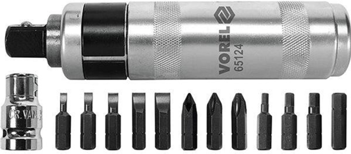 Wkrętak udarowy Vorel 65124 12 magnetycznych bitów adapter (5906083011535) - obraz 1