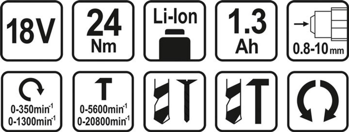 Wkrętarka-wiertarka udarowa akumulatorowa Sthor 78974 18 V Li-Ion 1.3 Ah KM-22 Nm uchwyt do 10 mm (5906083026720) - obraz 3