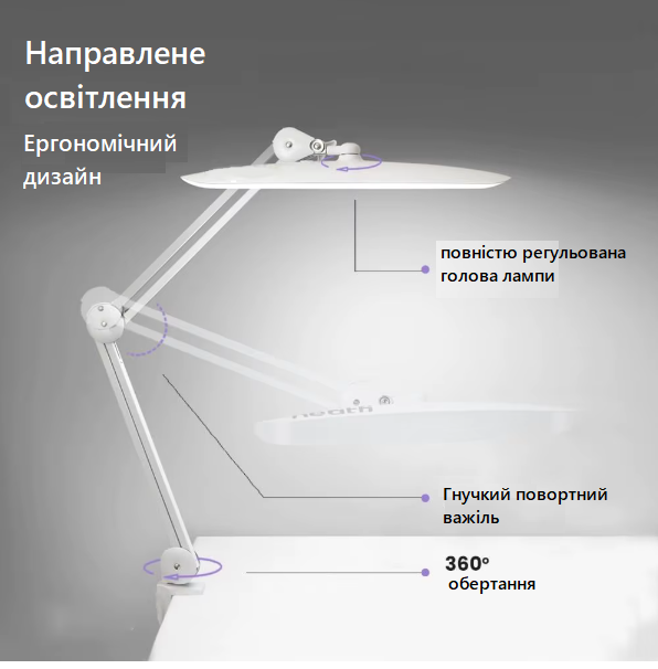 Настольная лампа бестеневая для косметолога мастера маникюра наращивания ресниц тату вышивки для учебы для работы Doctor Lamp 9501 LED 182 led 20W 2700-4000-6000K с регулировкой яркости - изображение 4