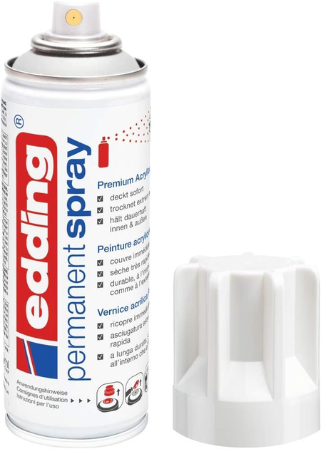 Фарба-спрей Edding Permanent Spray White Glossy 200 мл (4004764971343) - зображення 2