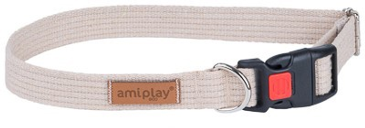 Obroża regulowana Amiplay Cotton z blokadą M Beżowa (5907563223349) - obraz 1