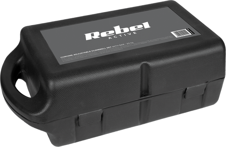 Hantle żeliwne chromowane Rebel Active regulowane w walizce z gryfem, zestaw 20 kg RBA-2326-20 (5901890122122) - obraz 6