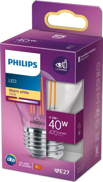 Світлодіодна лампа Philips 40W E27 WW P45 CL ND RFSRT4 (929001890555) - зображення 2