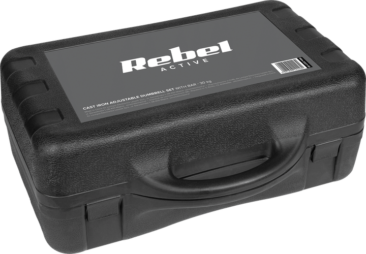 Hantle żeliwne Rebel Active regulowane w walizce z gryfem, zestaw 30 kg RBA-2327-30 (5901890122269) - obraz 6