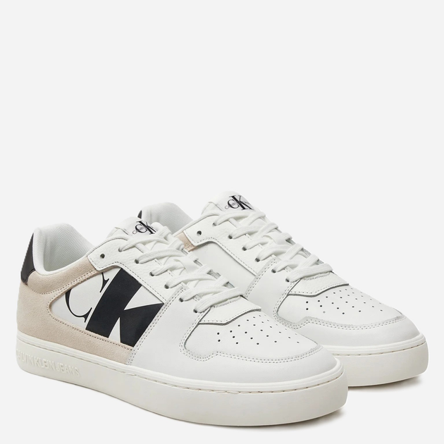 Sneakersy męskie skórzane Calvin Klein Jeans YM0YM01002-01W 44 Białe (8720109974126) (955555907405136) - Outlet - obraz 1