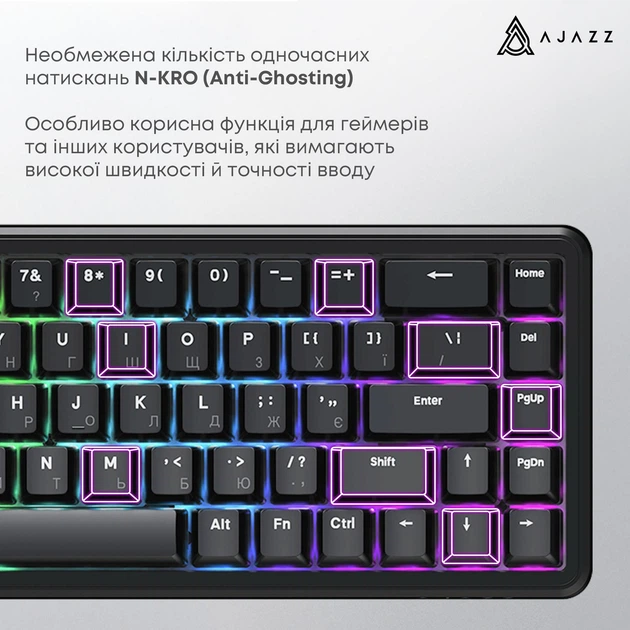 Клавіатура Ajazz AK680 MAX для геймінгу (RGB, Magnetic Grain HIFI