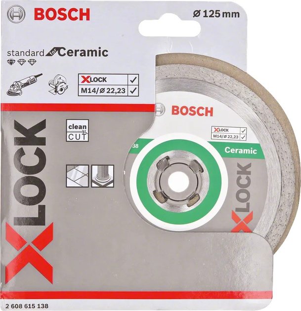 Tarcza diamentowa Bosch Standard for Ceramic z mocowaniem X-LOCK 125 mm (2608615138) - obraz 2