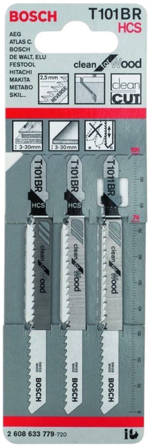 Набір полотен для електролобзика Bosch T 101 BR 3 шт (3165140091374) - зображення 1