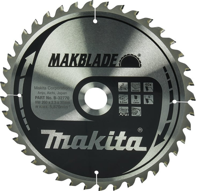 Диск різальний Makita B-32770 260 x 30 мм (88381421584) - зображення 1
