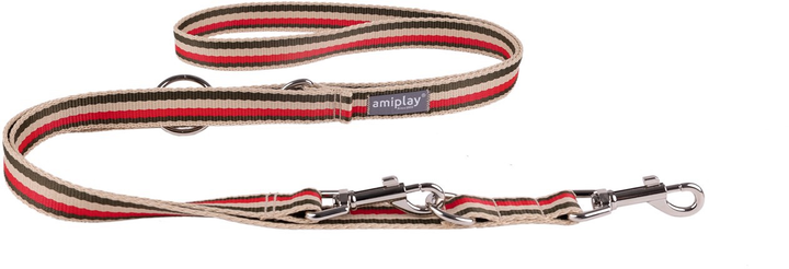 Smycz Amiplay Popular 6 w 1 L 140 cm Czerwono-oliwkowa (5907563314405) - obraz 1