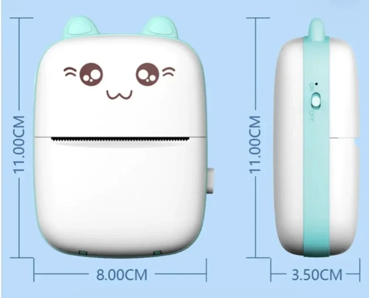 Портативный детский мини принтер (Mini Printer), термопринтер , карманный детский принтер Синий - изображение 8