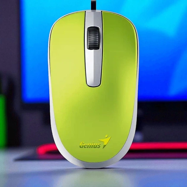 Проводная компьютерная мышь для работы и игр Genius DX-120 Проводная USB-A мышь для ноутбука ПК с оптическим сенсором 1000 DPI и 3 кнопками Зеленый - Фото 1 Проводная компьютерная мышь для работы и игр Genius DX-120 Проводная USB-A мышь для ноутбука ПК с оптическим сенсором 1000 DPI и 3 кнопками Зеленый - изображение 1
