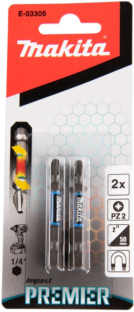 Zestaw bitów Makita PZ2 x 50 mm 2 szt (0088381569965) - obraz 2