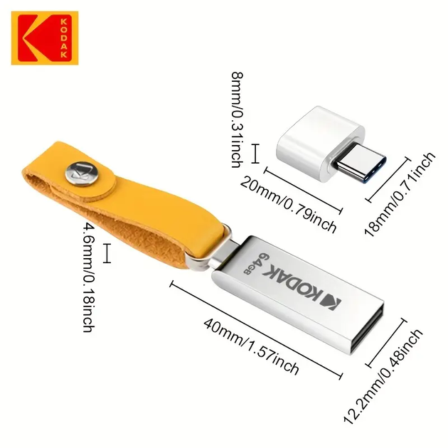Флеш накопитель Kodak K122 64Gb металлический USB 2.0 Компьютерная флешка 64 Гб металлическая - Фото 2 Флеш накопитель Kodak K122 64Gb металлический USB 2.0 Компьютерная флешка 64 Гб металлическая - изображение 2