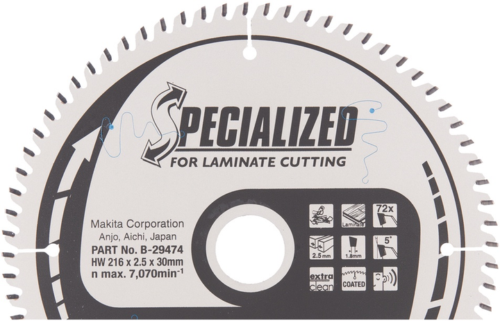 Пильний диск Makita B-29474 216 x 30 мм 72Z (0088381416627) - зображення 2