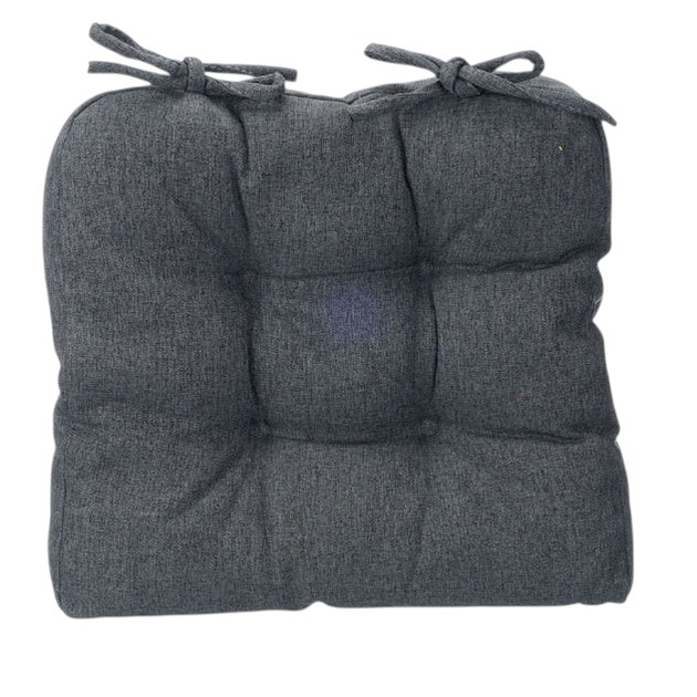 Zestaw poduszek na krzesło Giftdecor z pikowaniem i troczkami 40 × 40 cm ciemnoszary 2 szt (8430852114488) - obraz 2