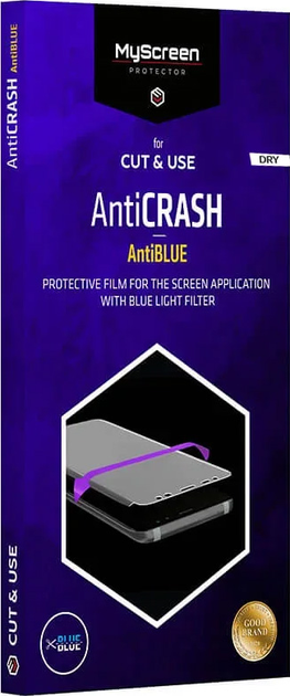 Folia ochronna MyScreen CUT&USE foil ANTI CRASH ANTI BLUE DRY 4.0 do smartfonu 6.5" 10 szt. (M CU FOL 6.5 AC ANTI BLUE DRY 4.0) - obraz 1