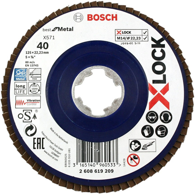 Tarcza listkowa Bosch X-Lock Best for Metal 125 mm 2608619209 (3165140960533) - obraz 1